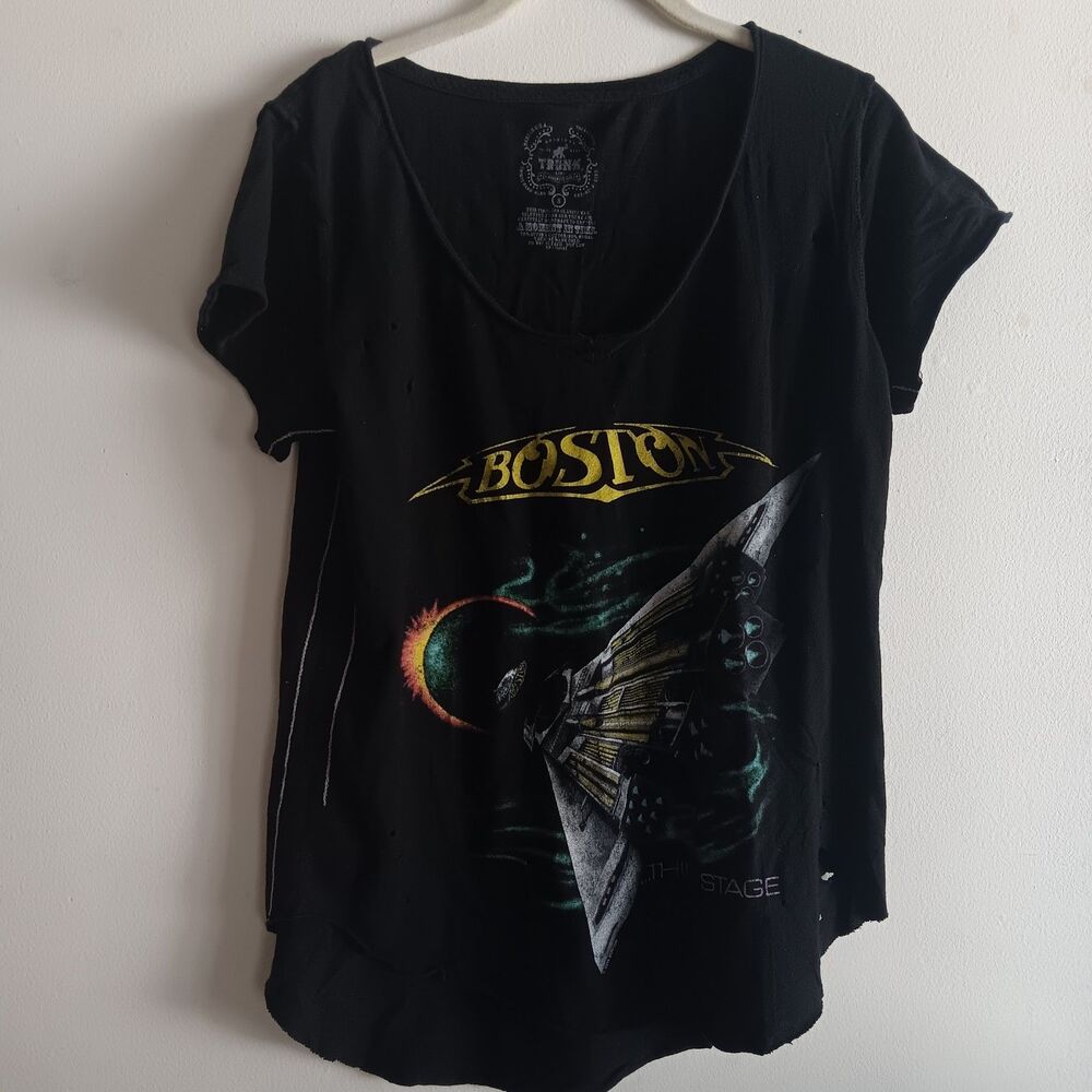 Trunk Boston Rock Band Concert Tour 1987 Black Distressed T Shirt Sz S Festival